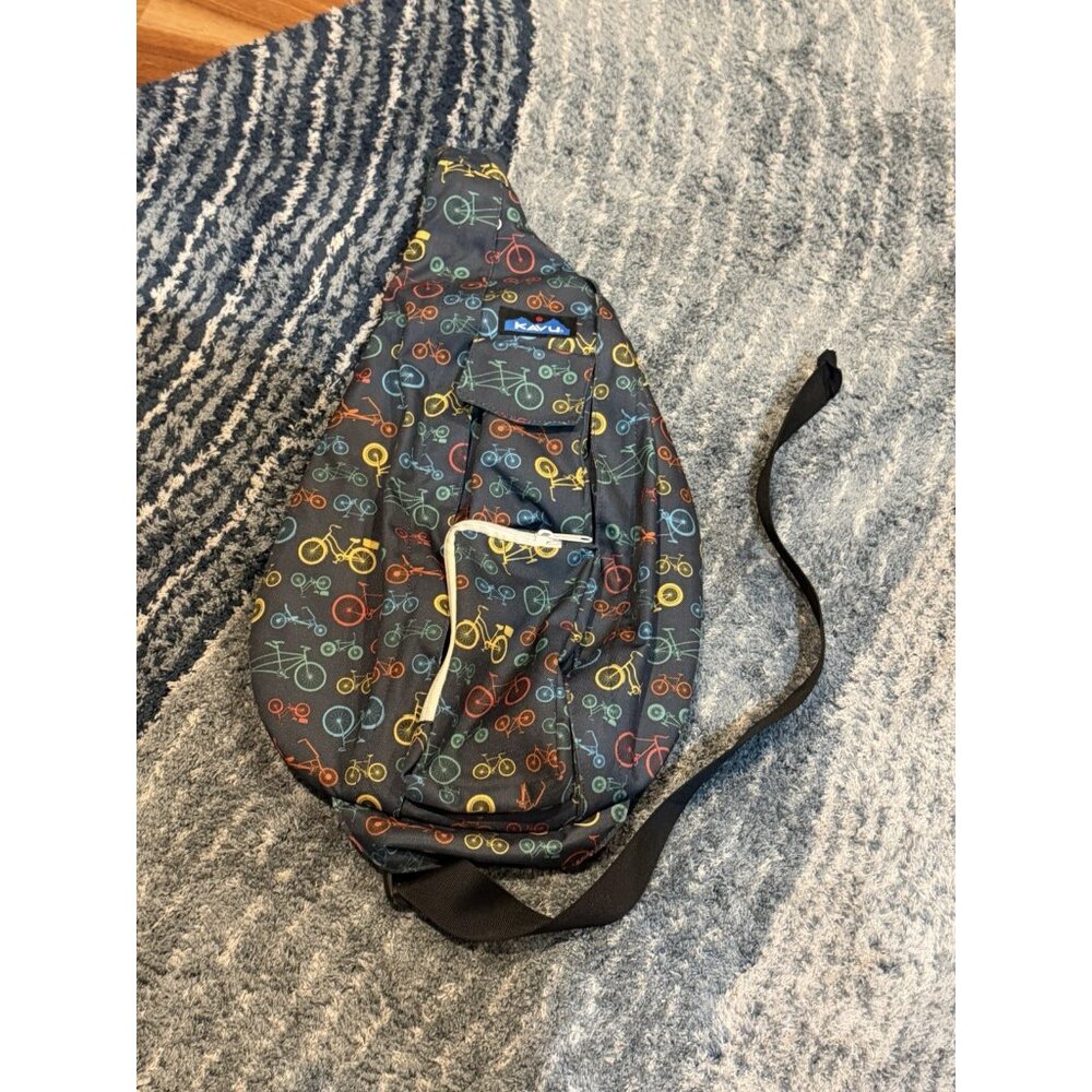 KAVU Climbing Rope Strap Sling Bicycle Print Crossbody Bag Euc Backpack Purse
